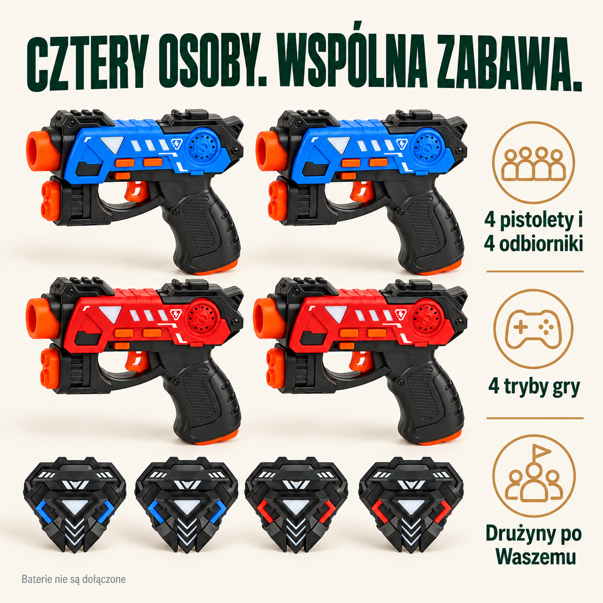 Zestaw Laser Tag dla 4 graczy — główne korzyści