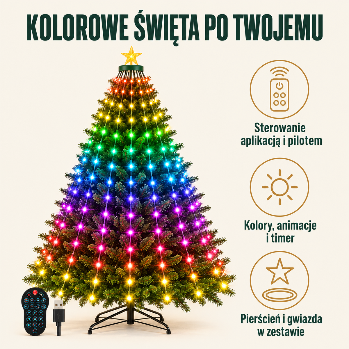 Lampki choinkowe RGB — główne korzyści