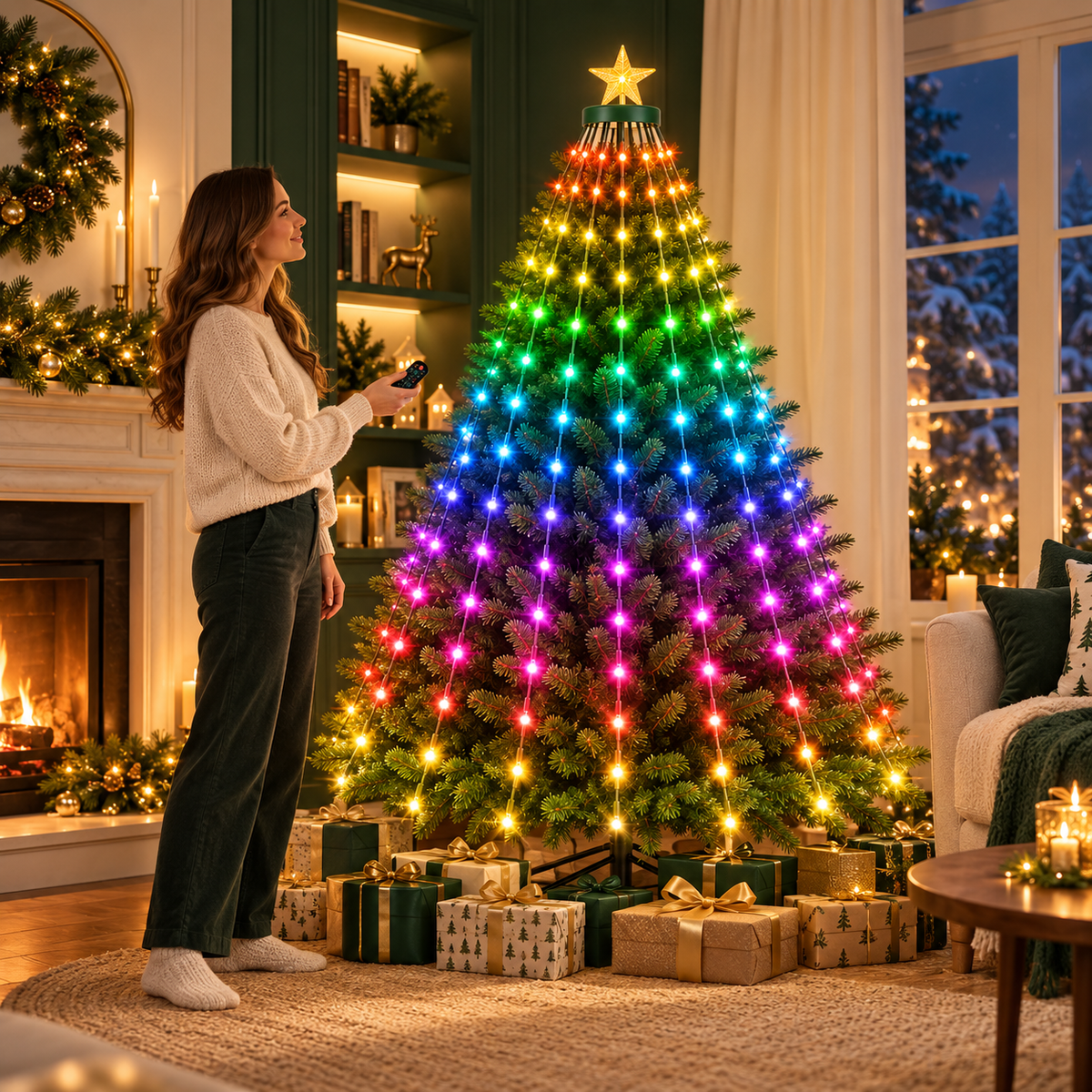 Lampki choinkowe RGB w użyciu